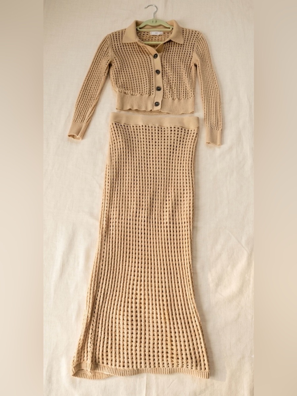 Mango Beige Knit Two-Piece Long Sleeve Dress Set / Size M